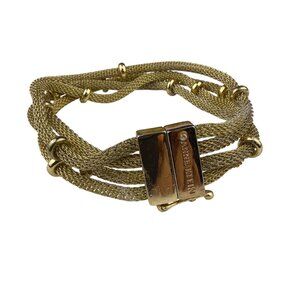 Anne Klein Womens Gold Tone Mesh Chain Bracelet Adjustable Elegant Jewelry Piece